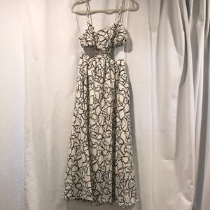 ASTR the Label Sanger Abstract Print Cutout Maxi Dress Black & White Stretch Sm